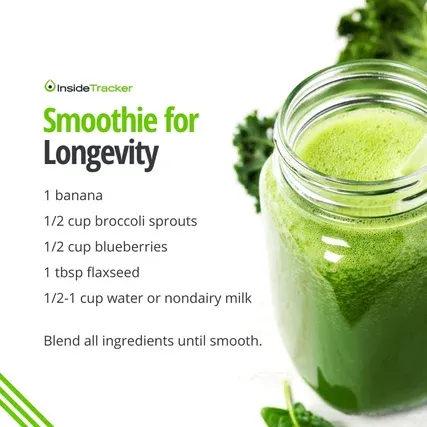 A green smoothie in a jar with a recipe.