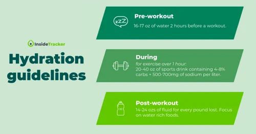 Infographic of hydration guidelines.